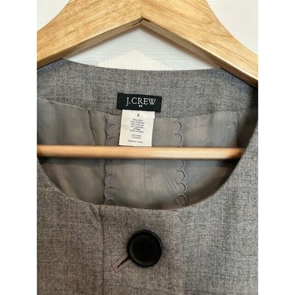J. CREW FACTORY Grey Gray Business Casual Coquette Jacket Peplum Blazer Size 8 - Picture 12 of 13